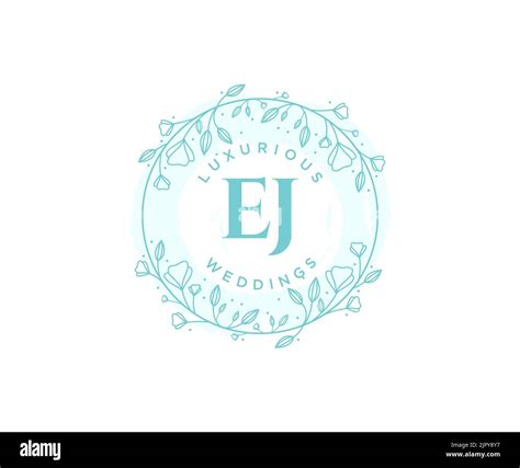 Ej Initials Letter Wedding Monogram Logos Template Hand Drawn Modern