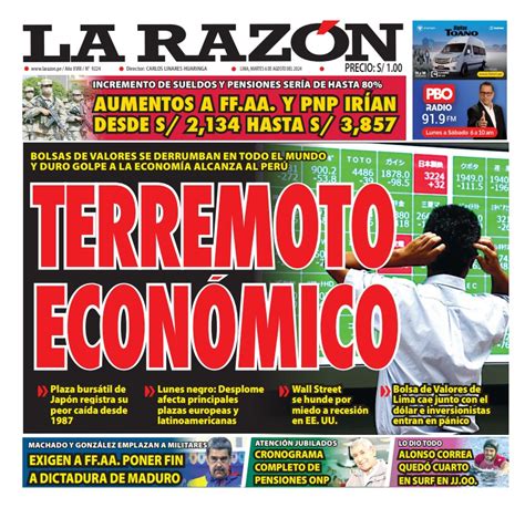 Portada Diario La Razón 06082024 La Razón