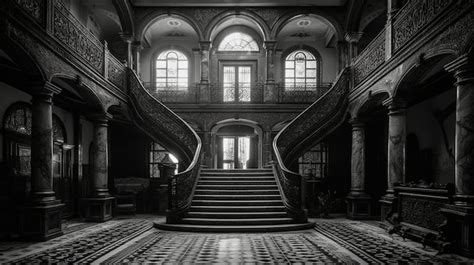 Premium Photo The Grand Staircase In The Old Mansion