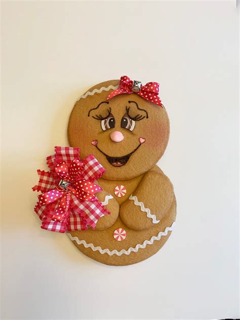 Pink Gingerbread Girl Wreath Attachment Christmas Wreath Etsy