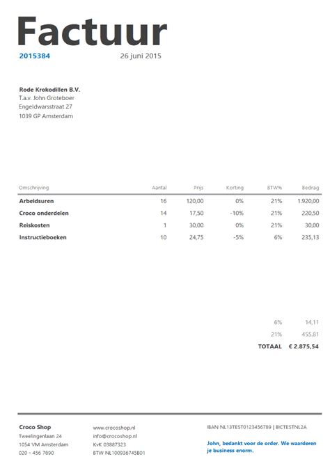 Factuursjabloon Alant Boekhouden In Excel