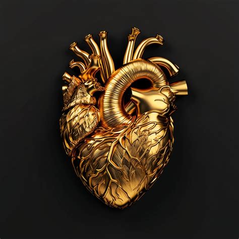 Premium AI Image Golden Metal Hearts Realistic 3d Gold Hearts Design