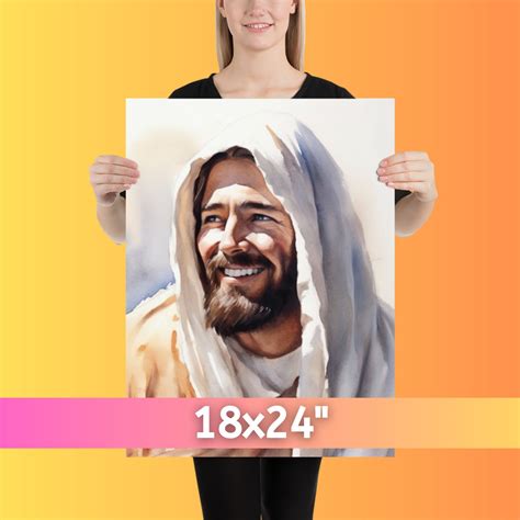 Smiling Jesus Art Print Jesus Watercolor Painting Jesus Smiling