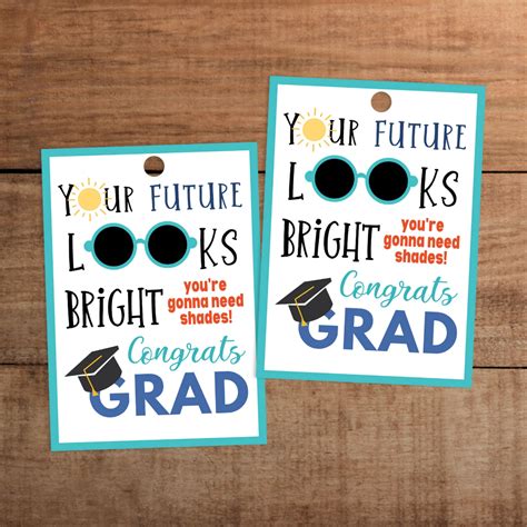 Graduation T Tag Printable Your Future Looks Bright Etsy