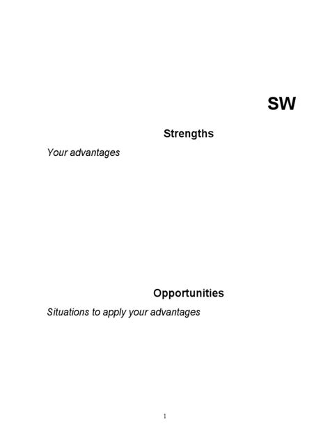 Simple SWOT Matrix Excel Template | PDF