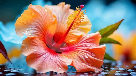 Hibiscus Flower With Water Droplets Stock Photo Creative Fabrica