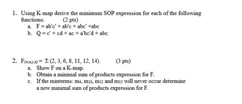 Using K Map Derive The Minimum Sop Expression For Chegg