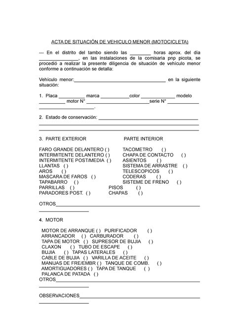 ACTA DE Situación DE Vehiculo Menor ACTA DE SITUACIÓN DE VEHICULO