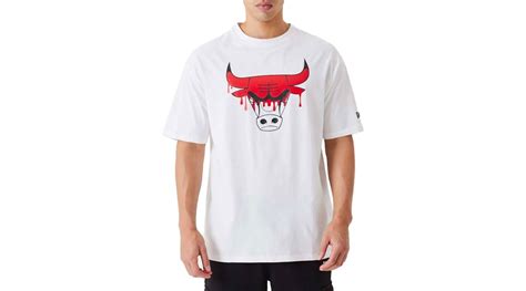 New Era Nba Drip Logo Oversized Tee Chicago Bulls White