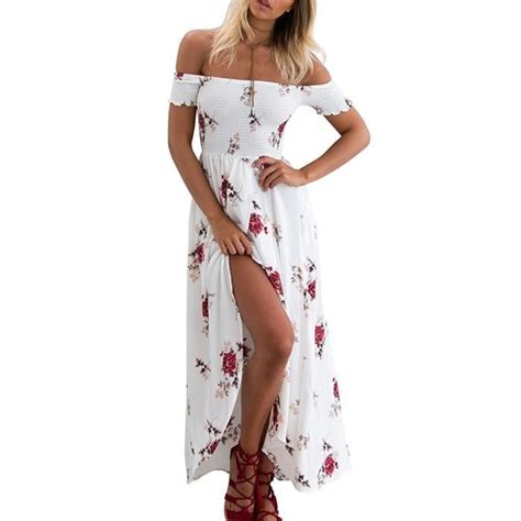 Minetom Femmes Boho Sans Manches Asym Trique Imprim Paules Maxi Side