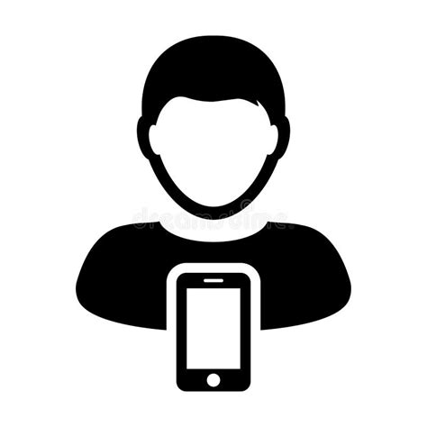 Mobile User Icon Vector Male Person Profile Avatar With Smartphone