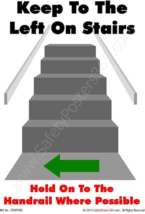 Safety Poster for Stair Safety : Keep to the left on stairs - Grey (A2 ...