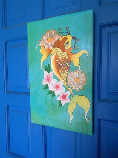 Koi Fish Art Japanese Koi Fish Acrylic Painting Ooak