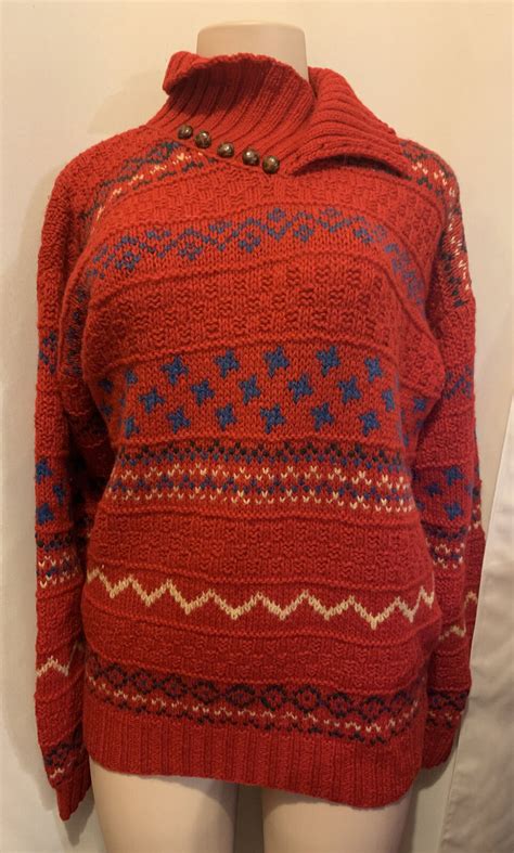 Vintage Deans Of Scotland 100 Shetland Wool Pullover Sweater Lg Heavy Warm Ebay