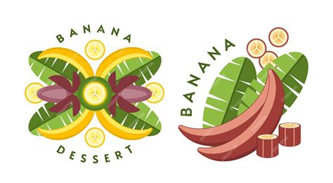 Premium Vector Set Of Logos Emblems Badges With Yellow Red Bananas