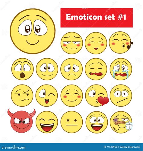 Insieme Dei Emoticons Illustrazione Vettoriale Illustrazione Di Alto