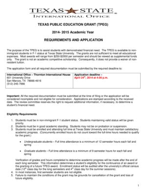 Fillable Online Gato Docs Its Txstate Tpeg F And S Application