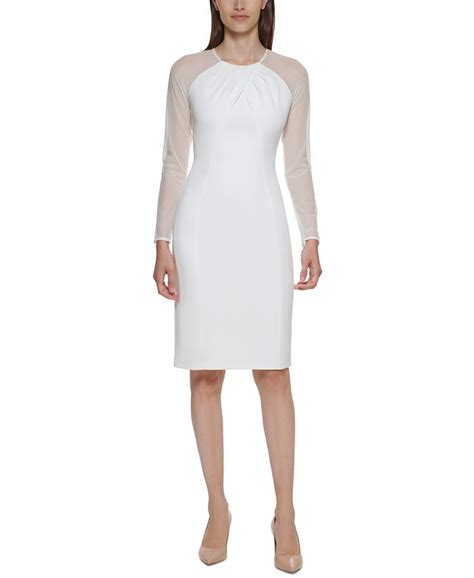 Calvin Klein Illusion Halter Mesh Sleeve Dress Macys