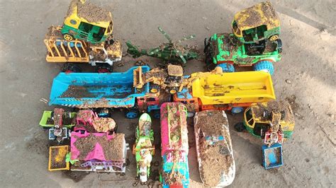 Muddy Auto Rickshaw Taxi And Tractor Pulling Out JCB And Water Jump