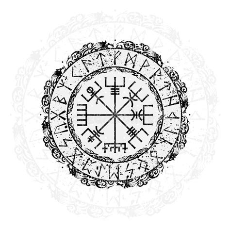 Vegvisir Viking Symbol With Runes Stock Vector Illustration Of