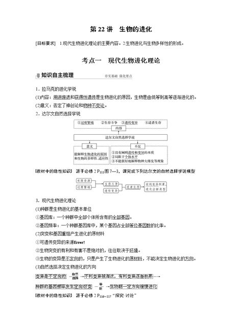 高中生物高考2022年高考生物一轮复习 第7单元 第22讲 生物的进化 教习网试卷下载