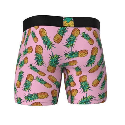 Mens Novelty Printed Boxer Briefs Fluro Pink Pineapples Swag