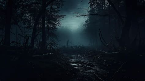 Premium AI Image | Dark and scary forest at the night