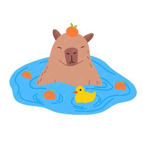 Premium Vector Capybara Funny Character In Flat Design Cute Capybara