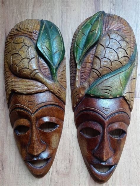 Haitian Wooden Masks Wall Masks Pair African Home Decor Etsy