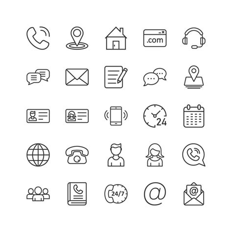 Contact Icon Set In Flat Style Phone Communication Vector Illustration