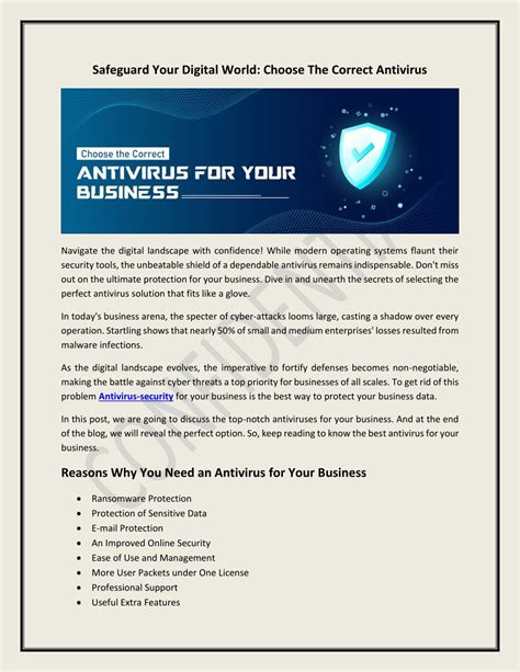 Ppt Safeguard Your Digital World Choose The Correct Antivirus