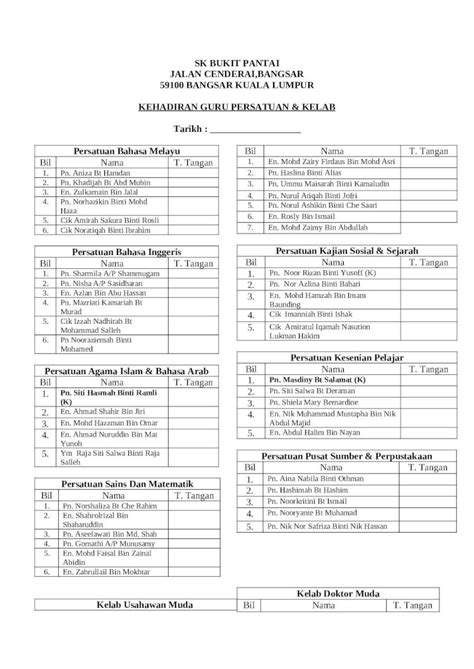 DOCX Borang Kehadiran Koko Sukan Dan Permainan DOKUMEN TIPS