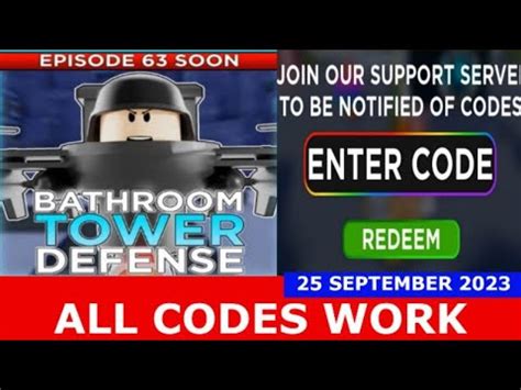 ALL CODES WORK EP 62 UPDATE Bathroom Tower Defense ROBLOX LIMITED