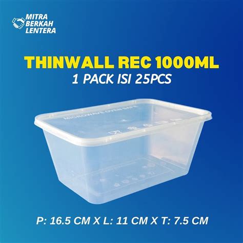 Jual Thinwall Kotak 1000 Ml Persegi Panjang Kotak Makan Plastik