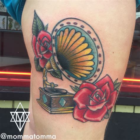 Gramophone Tattoo By Momma Tomma Tattoos Oregon Tattoo Tattoo Portfolio