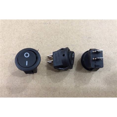 Jual Saklar Rocker Switch BULAT MINI HITAM 2 Pin 2 Kaki ON OFF ROCKER