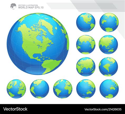 Earth Globes Sets Royalty Free Vector Image Vectorstock