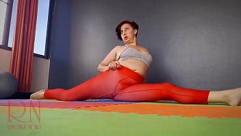 Regina Noir A Woman In Yoga Leotards Practices Yoga In The Gym