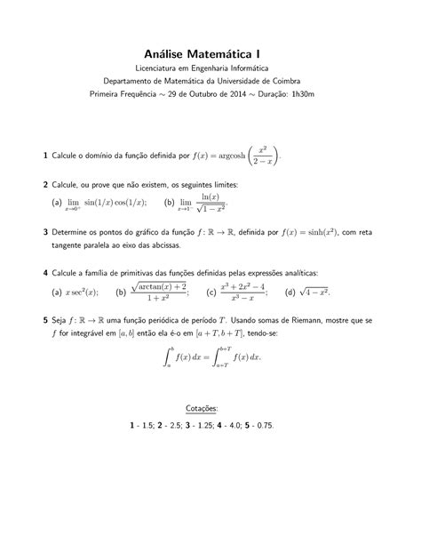 Coleção De Primeiras Frequências An ́alise Matem ́atica I