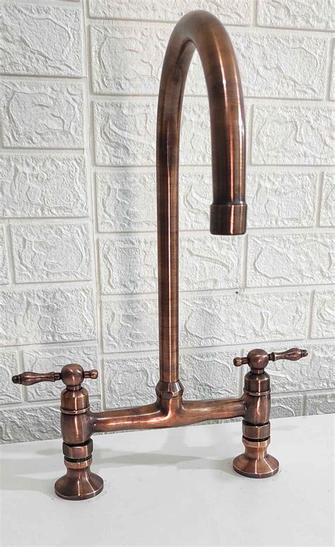 Moroccan Copper Bridge Faucet Kitchen Faucets In 2024 Vintage Kitchen Faucet Copper Kitchen