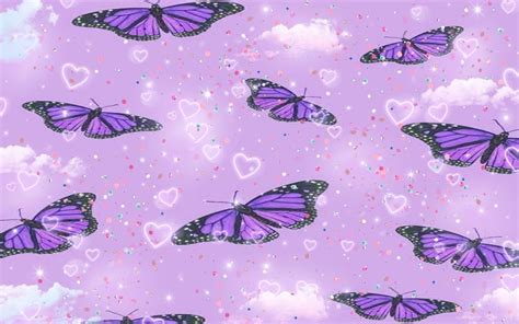 Aesthetic Purple Cloud Desktop Butterflies Wallpaper Butterfly