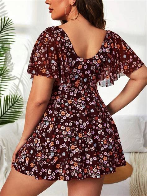 Shein Shein Swim Classy Plus Allover Floral Print Bikini Swimsuit
