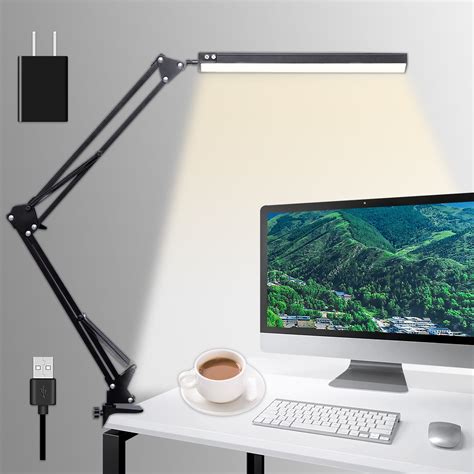 Adjustable LED Desk Lamp With Clamp Dimmable Eye Caring Desk Light