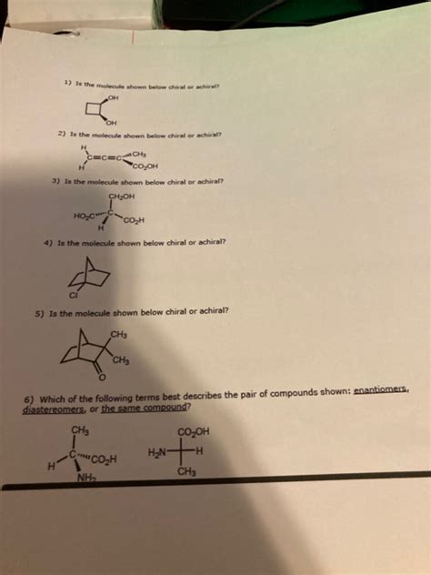 Solved 1 Is The Molecule Shown Below Chiral Or Achiral OH Chegg