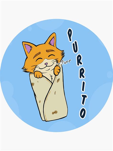 Purrito Burrito Cat Sticker By Akazoku Redbubble