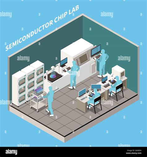 Semiconductor Chip Production Isometric Composition With Text And