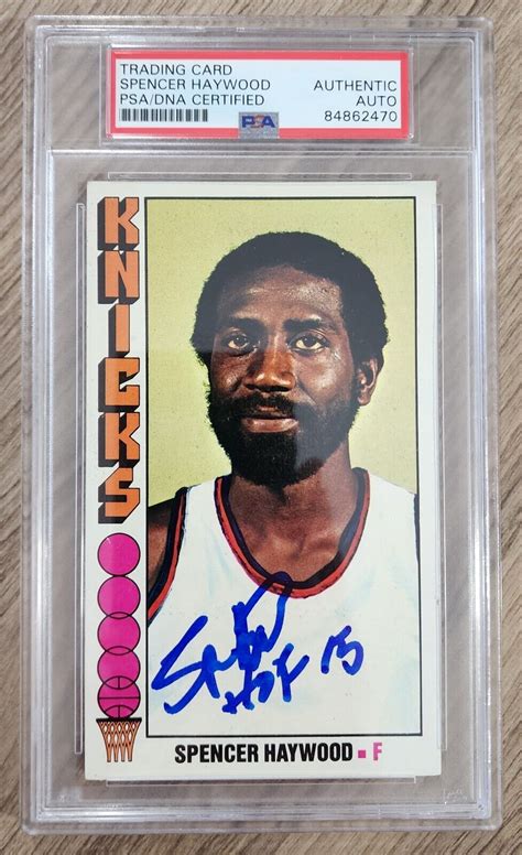 Spencer Haywood Signed Topps Card Ny Knicks Nba Hof Slab