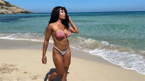 Flexing Biceps On The Beach In Bikini And Topless Brenda Biceps Clips Sale