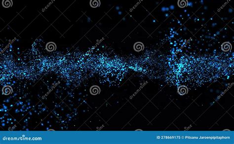 3d Abstract Digital Technology Animated Blue Light Particles On Black