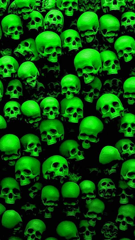 Green And Black Skull Wallpaper